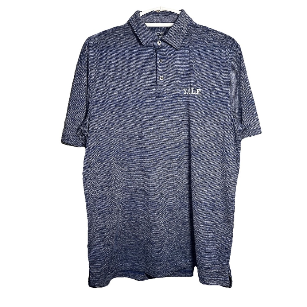 Yale Polo Shirt Vineyard Vines Performance Mens L Blue White Golf‎